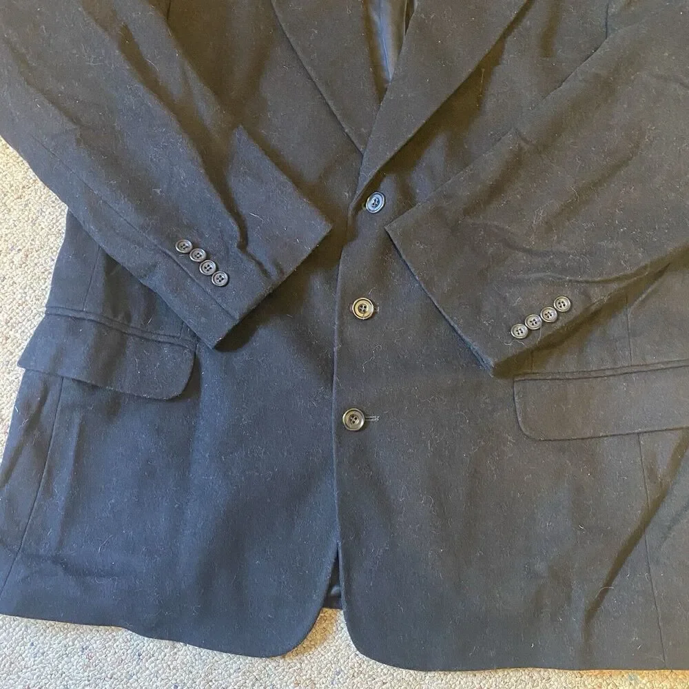 Gianfranco Ruffini Italy Mens 46R Blazer Black Cashmere Blend Suit Jacket Career